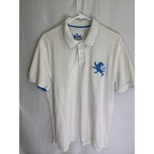 Mens Giordano Polo Shirt Lion Size XL Extra Large WhiteShort Sleeve Casual Adult